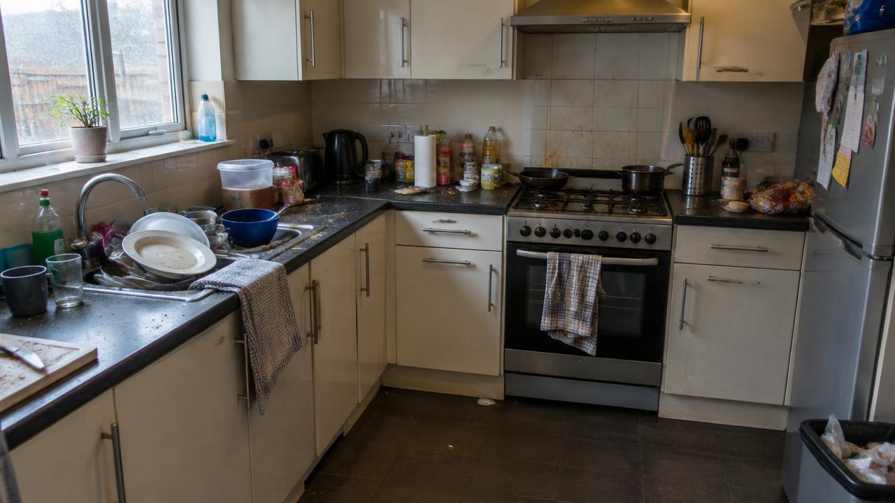 Cuisine en désordre avant le passage de Douce Nettoyage